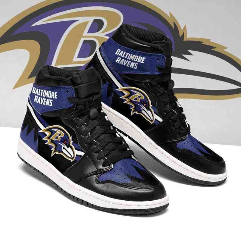 NFL Customized  shoes Baltimore Ravens High Top Leather AJ1 Sneakers 002 Customized  shoes