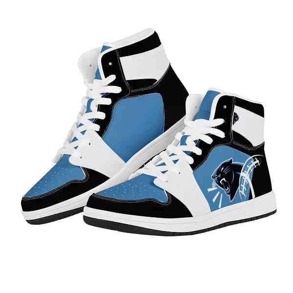 NFL Customized  shoes Carolina Panthers High Top Leather AJ1 Sneakers 002 Customized  shoes
