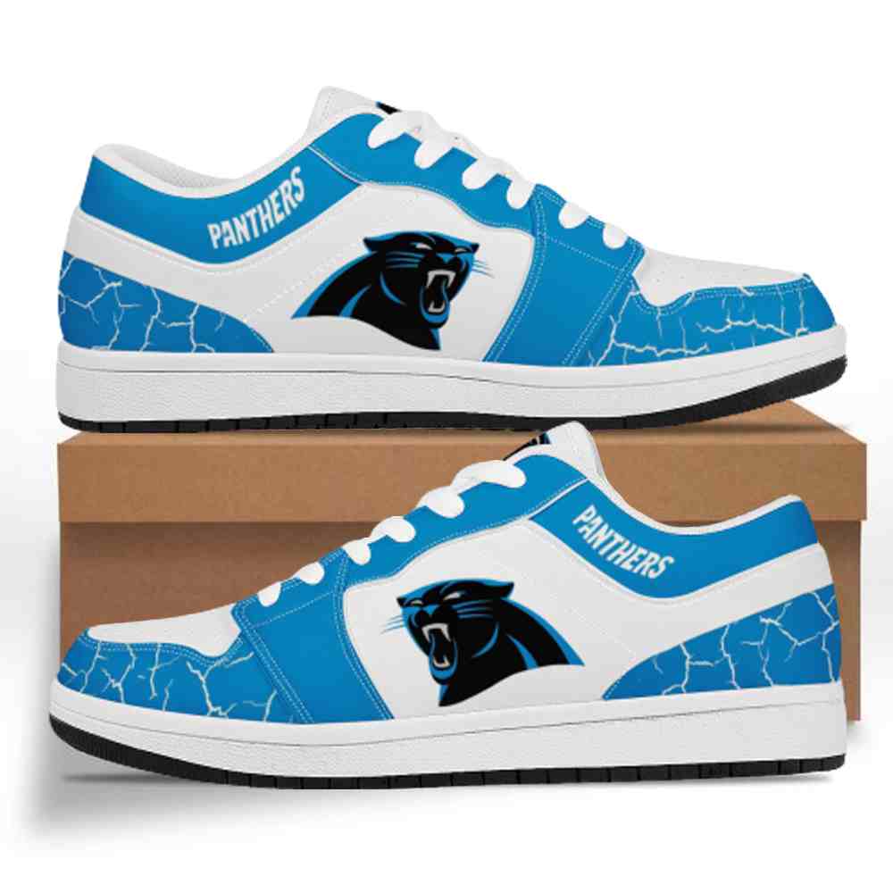 NFL Customized  shoes Carolina Panthers Low Top Leather AJ1 Sneakers 001 Customized  shoes