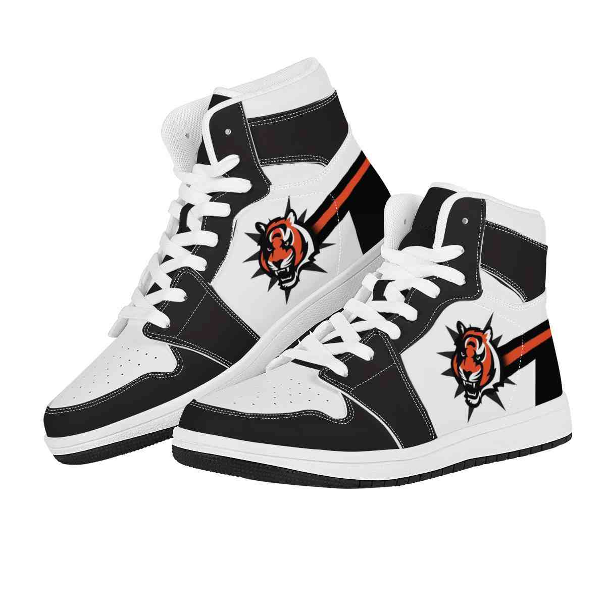 NFL Customized  shoes Cincinnati Bengals High Top Leather AJ1 Sneakers   001