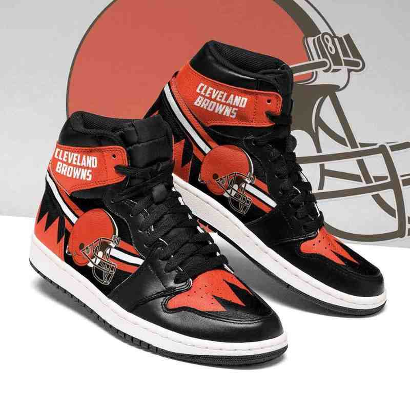 NFL Customized  shoes Cleveland Browns High Top Leather AJ1 Sneakers 002
