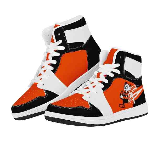 NFL Customized  shoes Cleveland Browns High Top Leather AJ1 Sneakers 001