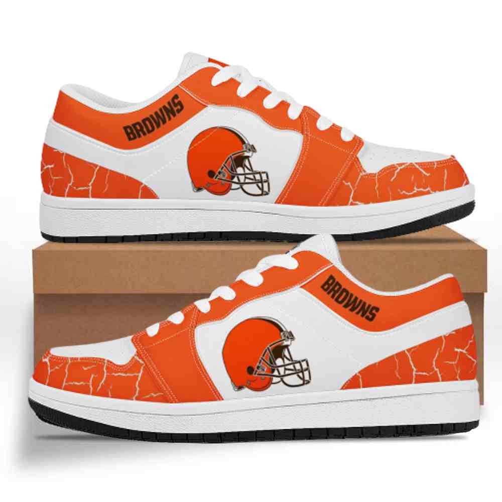NFL Customized  shoes Cleveland Browns Low Top Leather AJ1 Sneakers 001