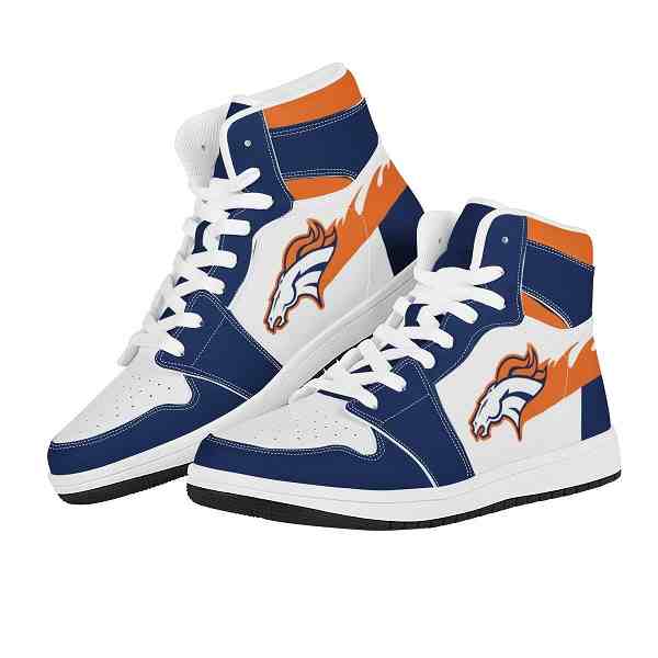 NFL Customized  shoes Denver Broncos High Top Leather AJ1 Sneakers 001