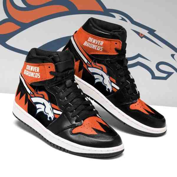 NFL Customized  shoes Denver Broncos High Top Leather AJ1 Sneakers 002