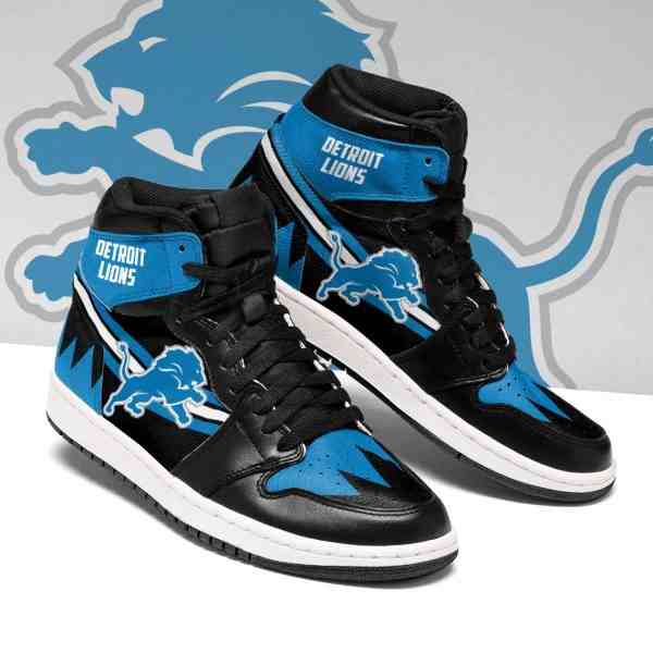 NFL Customized  shoes Detroit Lions High Top Leather AJ1 Sneakers 002