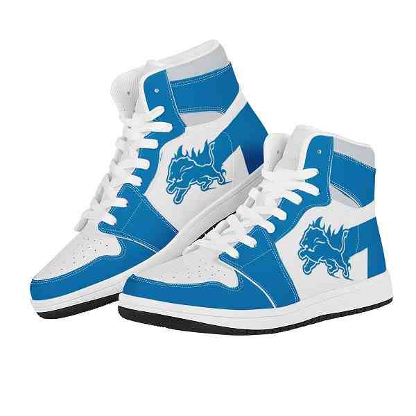 NFL Customized  shoes Detroit Lions High Top Leather AJ1 Sneakers 001