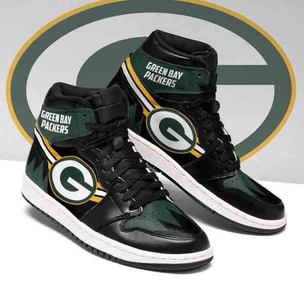 NFL Customized  shoes Green Bay Packers High Top Leather AJ1 Sneakers 002