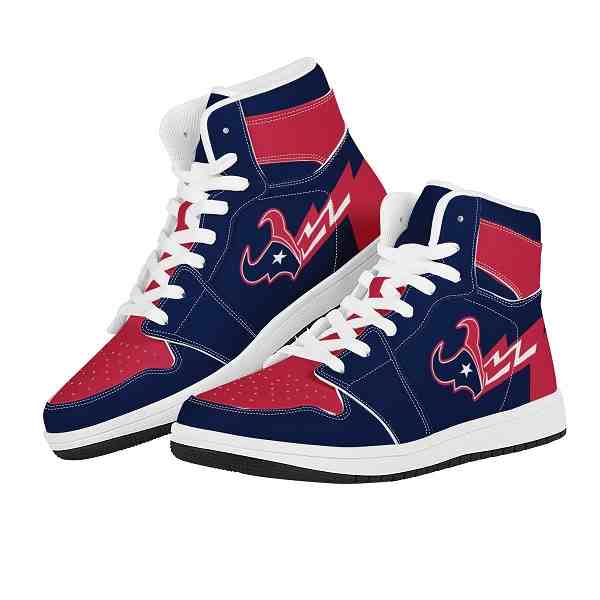 NFL Customized  shoes Houston Texans High Top Leather AJ1 Sneakers 001