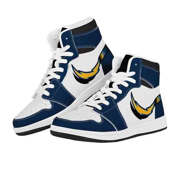 Men's Los Angeles Chargers High Top Leather AJ1 Sneakers 001