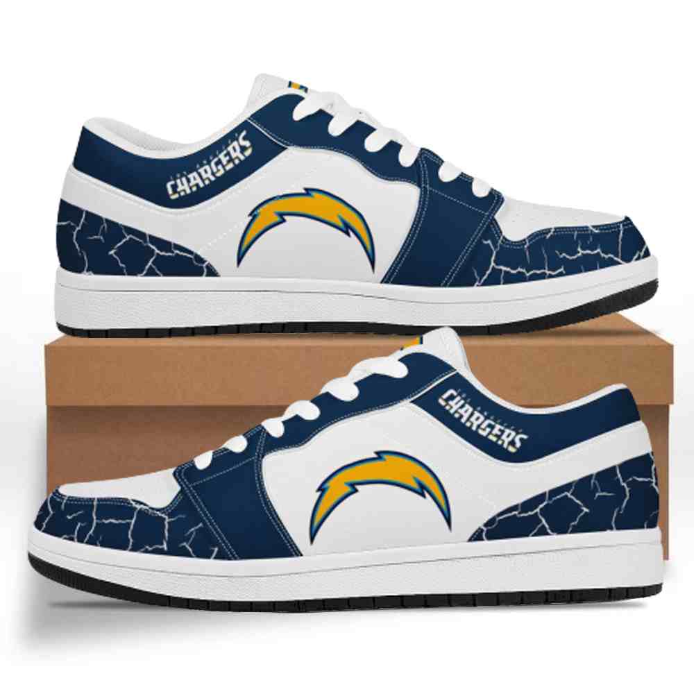Men's Los Angeles Chargers Low Top Leather AJ1 Sneakers 001