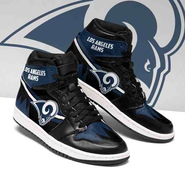 NFL Customized  shoes Los Angeles Rams High Top Leather AJ1 Sneakers 002