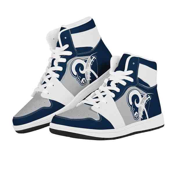 NFL Customized  shoes Los Angeles Rams High Top Leather AJ1 Sneakers 001