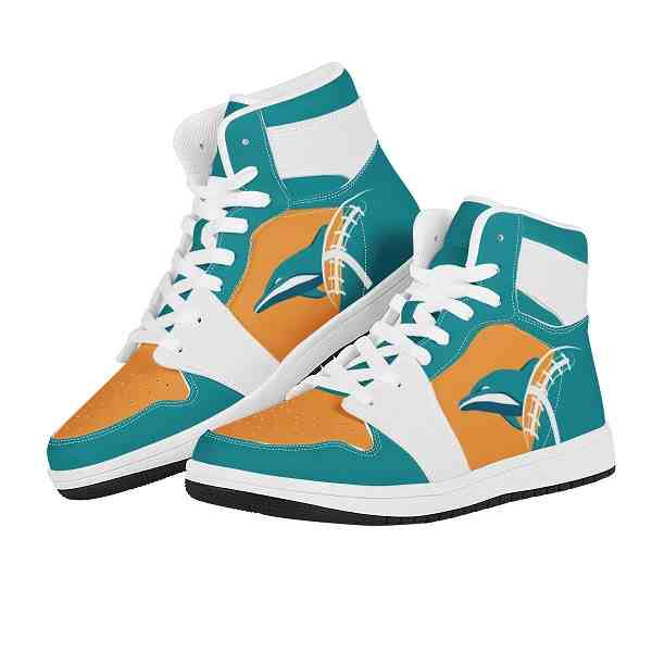 NFL Customized  shoes Miami Dolphins High Top Leather AJ1 Sneakers 001