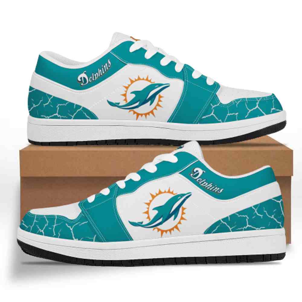 NFL Customized  shoes Miami Dolphins Low Top Leather AJ1 Sneakers 001