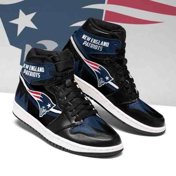 NFL Customized  shoes New England Patriots High Top Leather AJ1 Sneakers 002