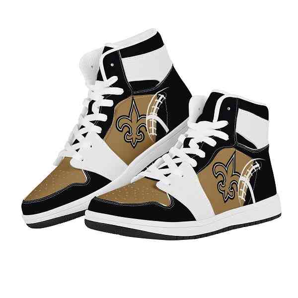 NFL Customized  shoes New Orleans Saints High Top Leather AJ1 Sneakers 001