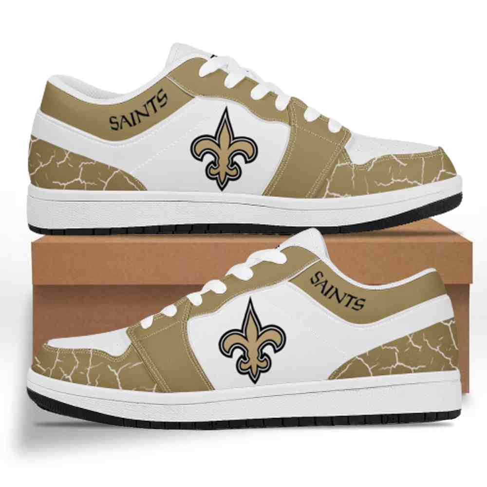 NFL Customized  shoes New Orleans Saints Low Top Leather AJ1 Sneakers 001