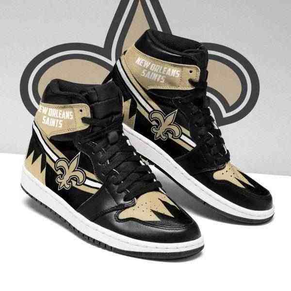 NFL Customized  shoes New Orleans Saints High Top Leather AJ1 Sneakers 002