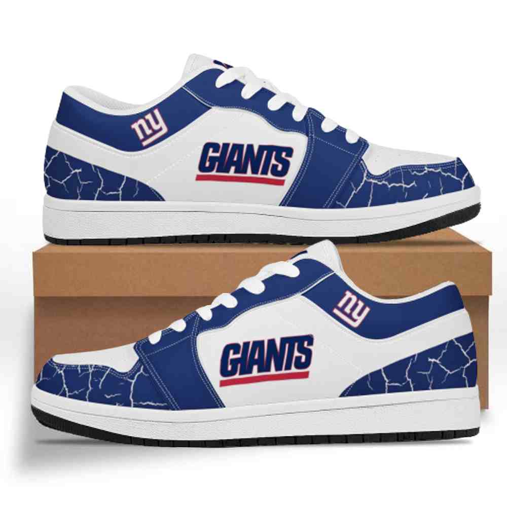 NFL Customized  shoes New York Giants Low Top Leather AJ1 Sneakers 001