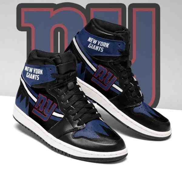 NFL Customized  shoes New York Giants High Top Leather AJ1 Sneakers 002