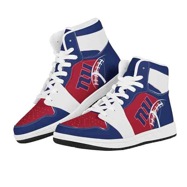 NFL Customized  shoes New York Giants High Top Leather AJ1 Sneakers 001