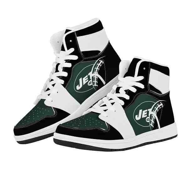 NFL Customized  shoes New York Jets High Top Leather AJ1 Sneakers 001