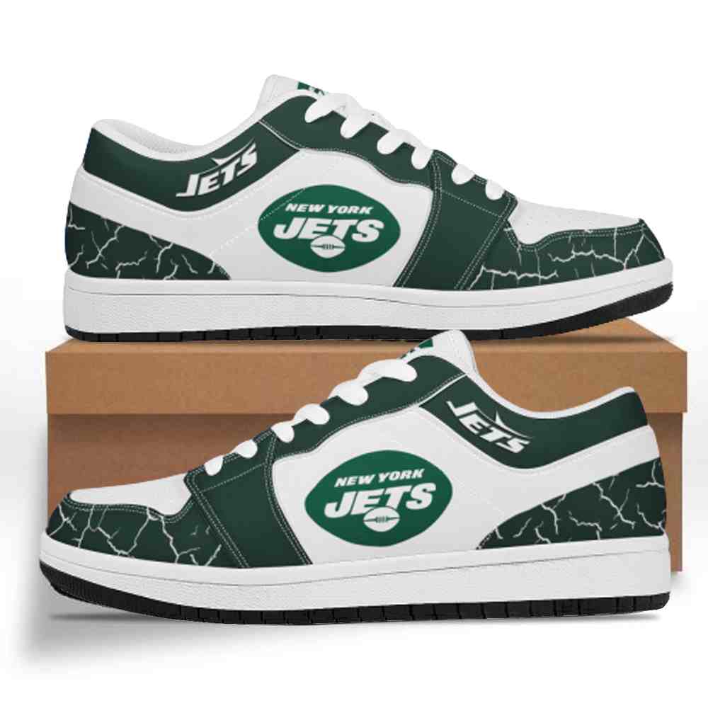NFL Customized  shoes  New York Jets Low Top Leather AJ1 Sneakers 001