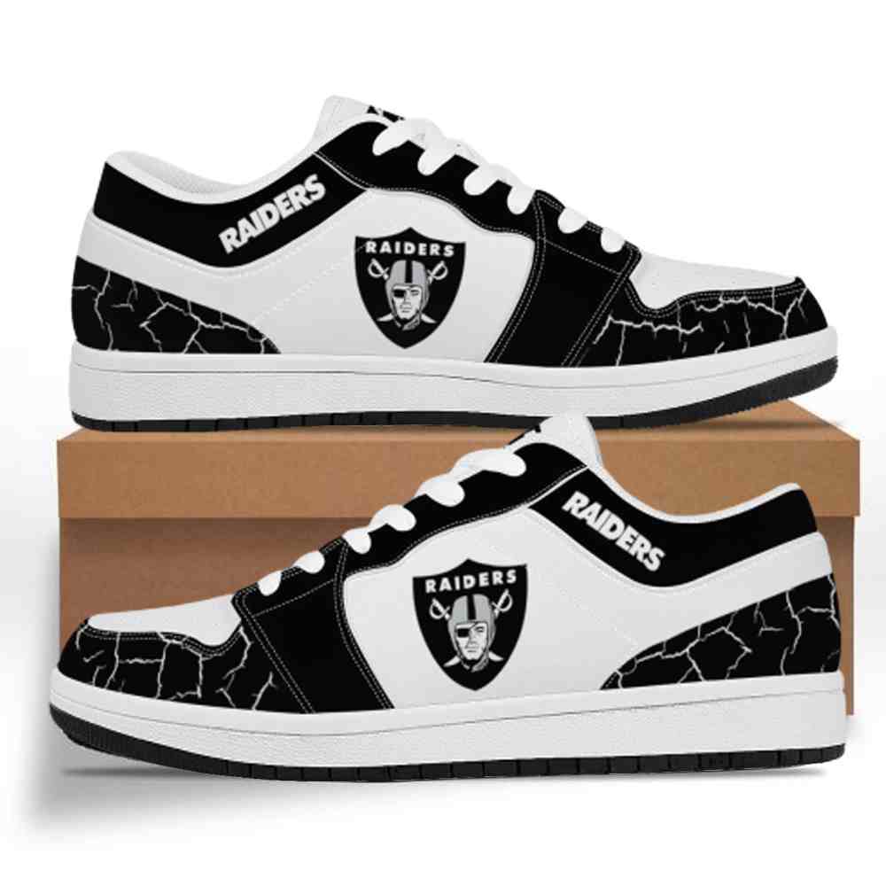 NFL Customized  shoes Las Vegas Raiders Low Top Leather AJ1 Sneakers 001