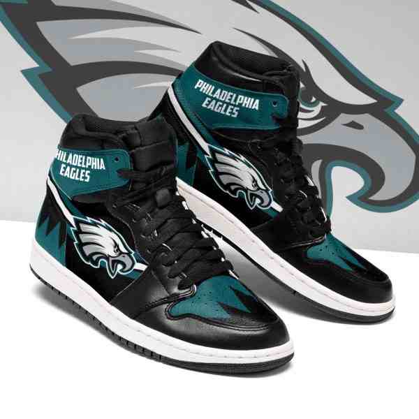 NFL Customized  shoes Philadelphia Eagles High Top Leather AJ1 Sneakers 002