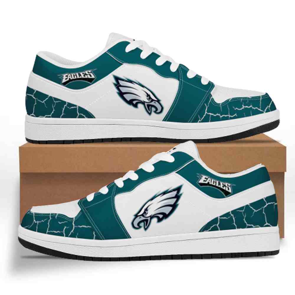 NFL Customized  shoes Philadelphia Eagles Low Top Leather AJ1 Sneakers 001