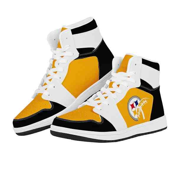 NFL Customized  shoes Pittsburgh Steelers High Top Leather AJ1 Sneakers 001