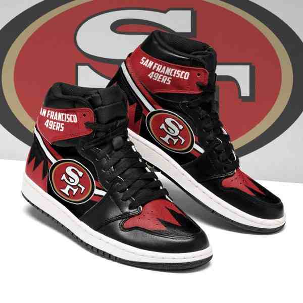 NFL Customized  shoes San Francisco 49ers High Top Leather AJ1 Sneakers 002