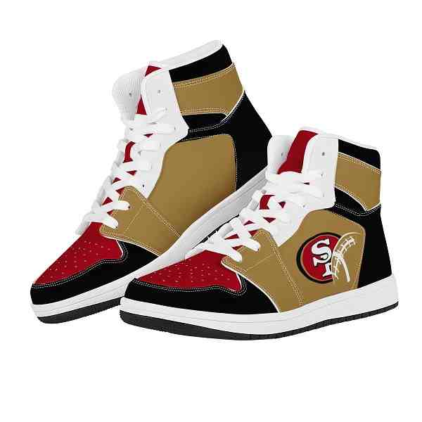 NFL Customized  shoes San Francisco 49ers High Top Leather AJ1 Sneakers 001