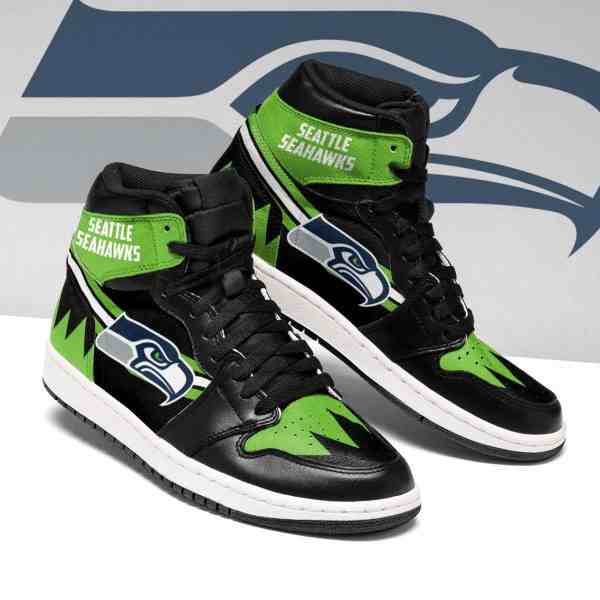 NFL Customized  shoes Seattle Seahawks High Top Leather AJ1 Sneakers 002