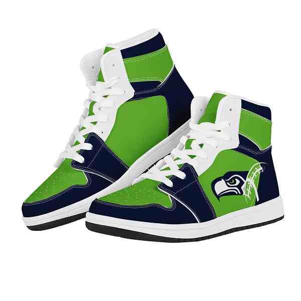 NFL Customized  shoes Seattle Seahawks High Top Leather AJ1 Sneakers 001