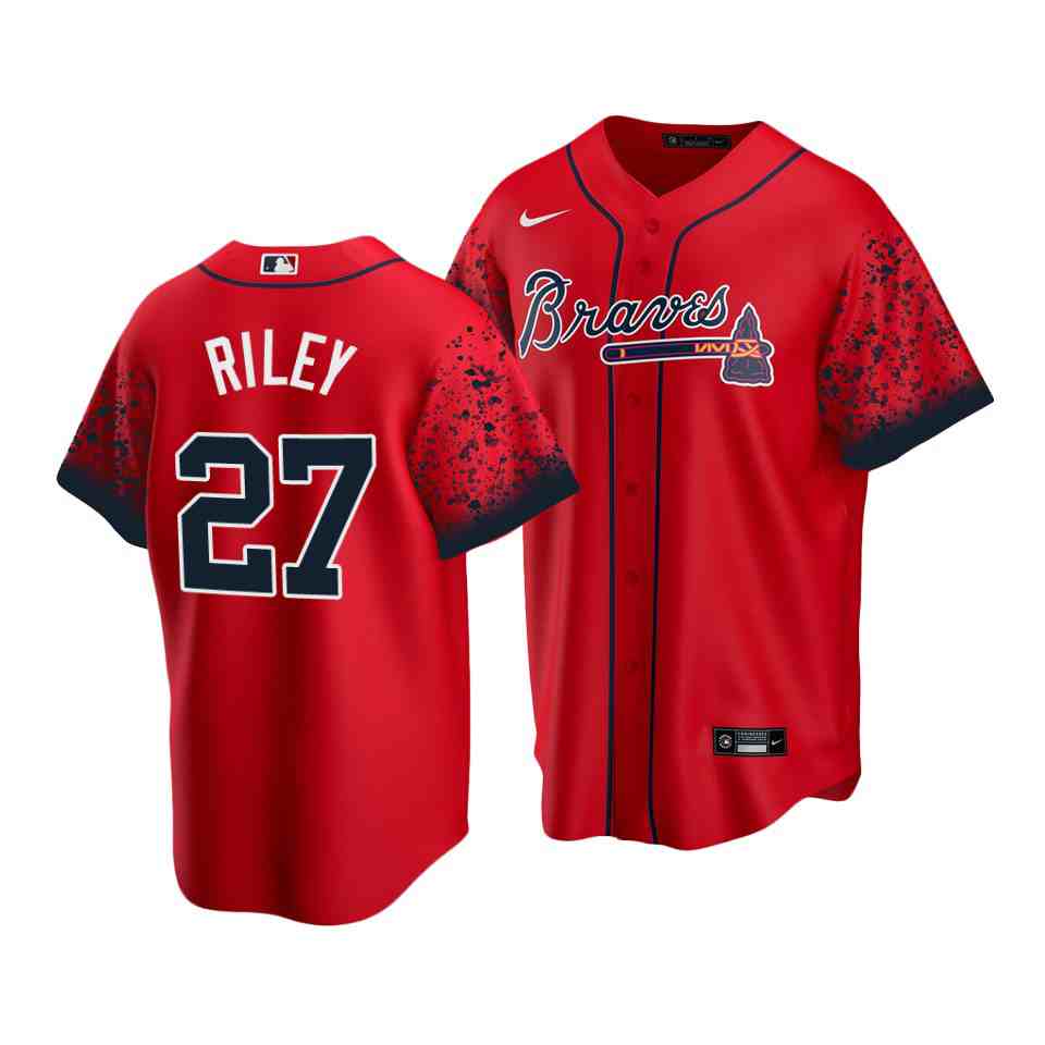 Men's Atlanta Braves #27 Austin Riley  Nike red 2021 City Connect Cool Base Jersey