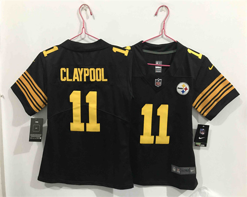 Women Pittsburgh Steelers 11 Chase Claypool Color Rush Black Jersey
