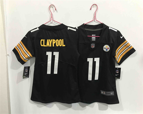Women Nike Steelers 11 Chase Claypool Black Limited Jersey