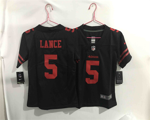 Women Nike 49ers 5 Trey Lance Black 2021 Draft Vapor Limited Jersey