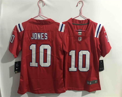Women Nike Patriots 10 Mac Jones Red Vapor Limited Jersey