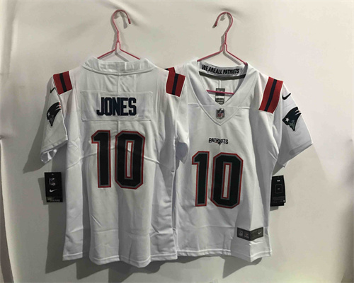 Women Nike Patriots 10 Mac Jones White 2021 Draft Vapor Limited Jersey