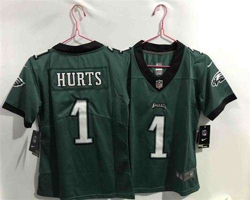 Women Philadelphia Eagles 1 Jalen Hurts Green Vapor Untouchable Limited Stitched Jersey