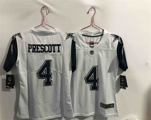 Women Nike Dallas Cowboys 4 Prescott White Stitched Limited Color Rush Jersey