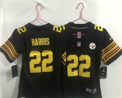 Youth Nike Steelers 22 Najee Harris Black 2021 NFL Draft Color Rush Limited Jersey