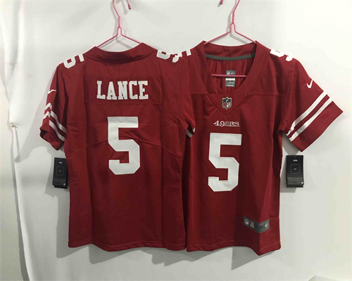 Youth Nike 49ers 5 Trey Lance Red 2021 Draft Vapor Limited Jersey