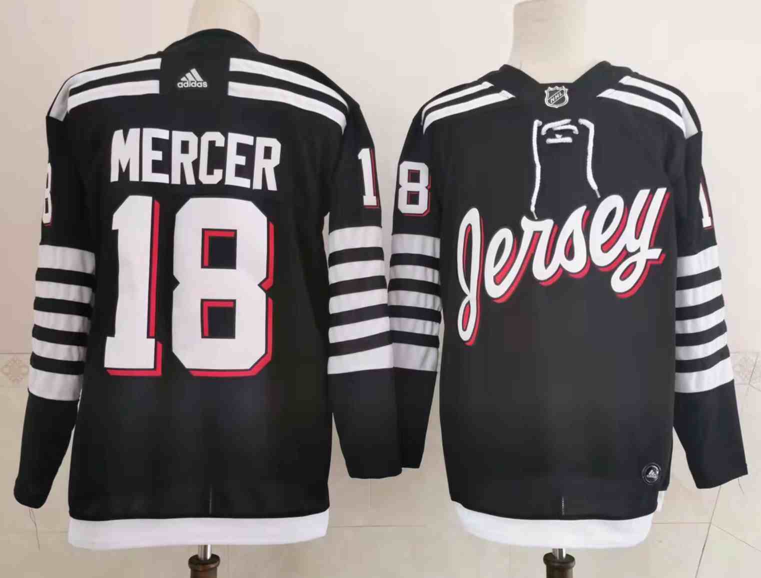 2022 New Jersey Devils new uniform makes on-ice debut Men's New Jersey Devils #18 Dawson Mercer Black Alternate Authentic Jersey