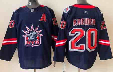 Men's New York Rangers #20 Chris Kreider Navy 2021 Reverse Retro Authentic Jersey