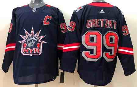 Men's New York Rangers #99 Wayne Gretzky Navy 2021 Reverse Retro Authentic Jersey