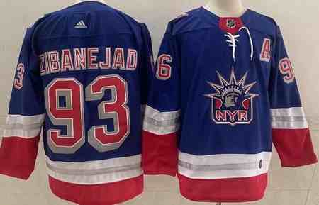 Men's New York Rangers #93 Mika Zibanejad Blue 2021 Reverse Retro Authentic Jersey